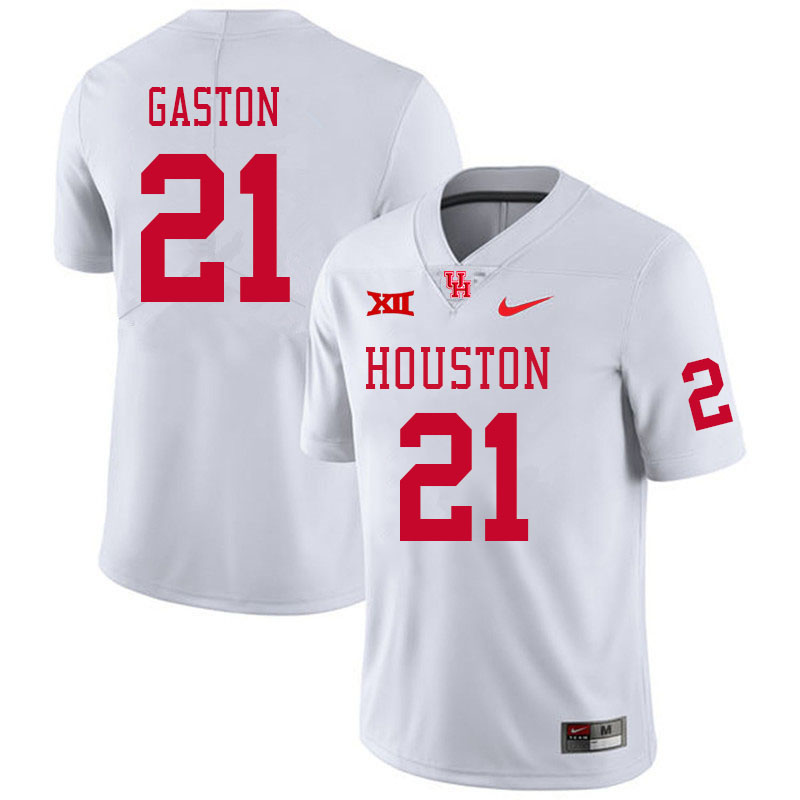Men #21 Juwon Gaston Houston Cougars Big 12 XII College Football Jerseys Stitched-White